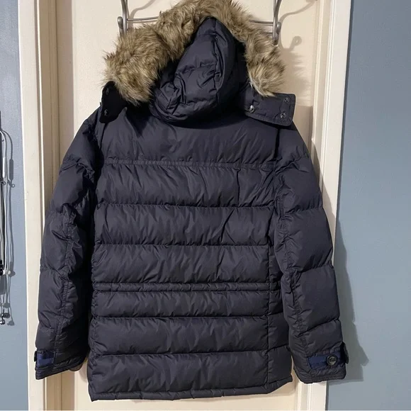 POLO RALPH LAUREN MENS DOWN FILL REMOVABLE FAUX FUR HOODIE JACKET SIZE: L